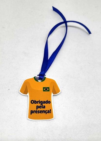 Tag de Agradecimento Camisa do Brasil com Fita de Cetim