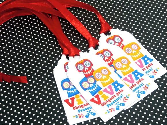 Tag de Agradecimento com Fita Cetim Viva a Vida É Uma Festa