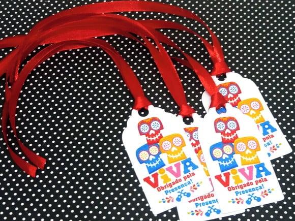 Tag de Agradecimento com Fita Cetim Viva a Vida É Uma Festa