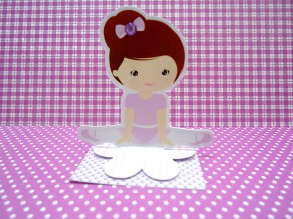 Aplique 3d para Caixa Acrílica 5x5 Bailarina Lilás