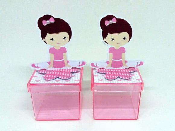 Aplique 3d para Caixa Acrílica 5x5 Bailarina Rosa