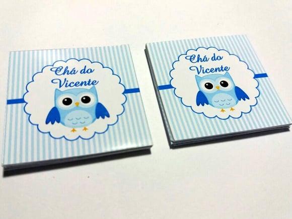 Adesivos Quadrado Coruja Chá de Bebê