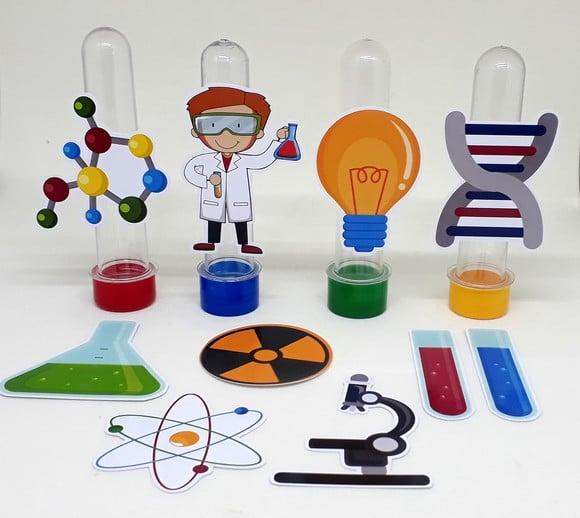 Kit 20 Apliques Cientista Menino