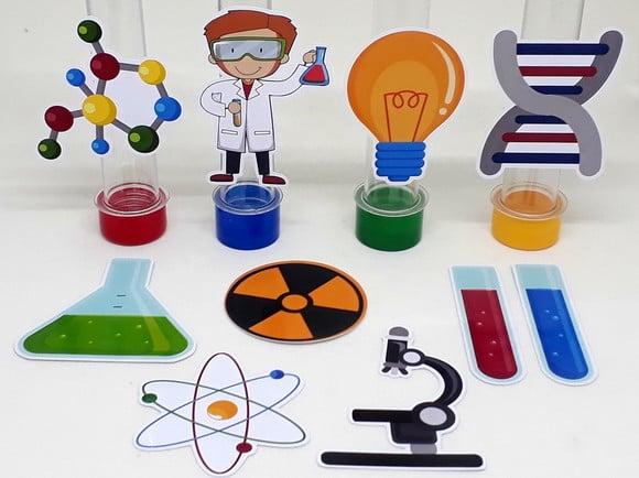 Kit 20 Apliques Cientista Menino