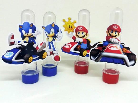 Kit 20 Apliques Mario Kart e Sonic Kart