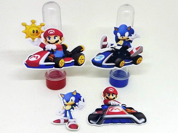 Kit 20 Apliques Mario Kart e Sonic Kart