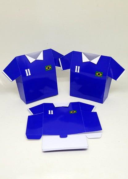 Caixa Camisa Seleção Futebol Amarela e Azul