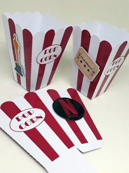 Caixa Pipoca Cinema com Aplique 3d