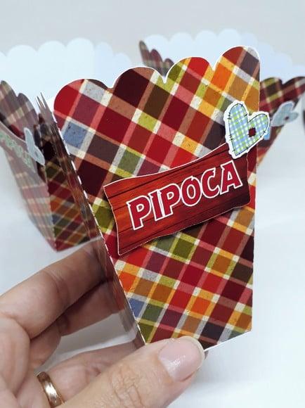 Caixa Pipoca Festa Junina com Aplique 3d