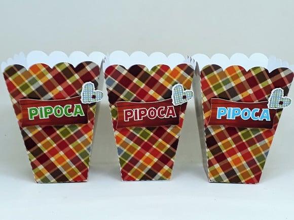 Caixa Pipoca Festa Junina com Aplique 3d