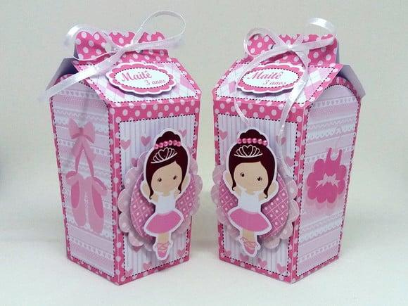 Kit 12 Caixas Milk Bailarina com Aplique 3d