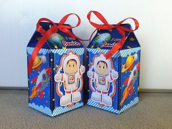 Kit 12 Caixas Milk Astronauta com Aplique 3d
