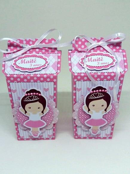 Kit 12 Caixas Milk Bailarina com Aplique 3d