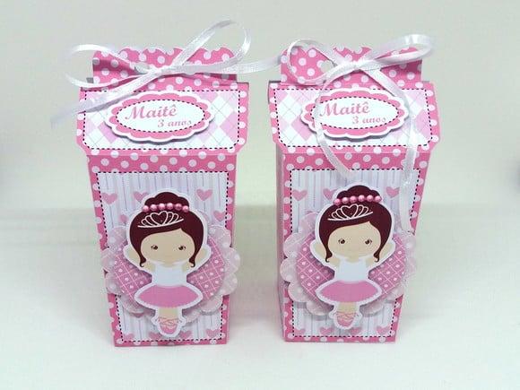 Kit 12 Caixas Milk Bailarina com Aplique 3d