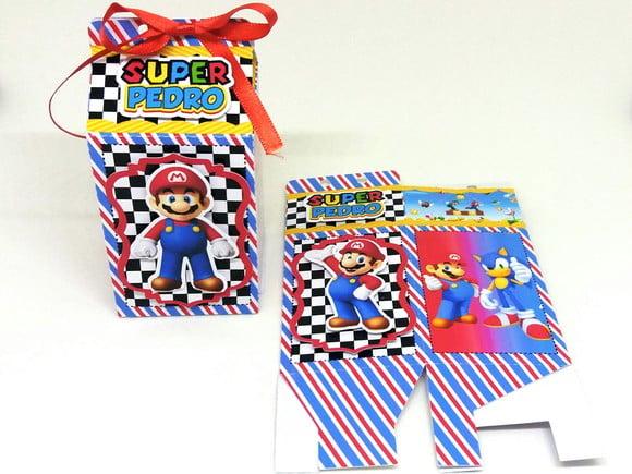 Kit 12 Caixas Milk Mario Kart e Sonic Kart com Aplique 3d