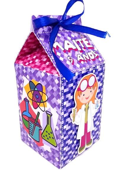 Kit 14 Caixas Milk Cientista com Aplique 3d