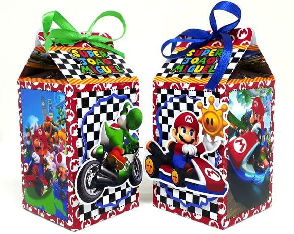 Kit 14 Caixas Milk Mario Kart com Aplique 3d