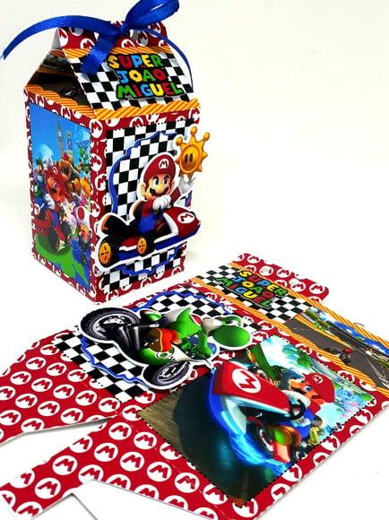 Kit 14 Caixas Milk Mario Kart com Aplique 3d