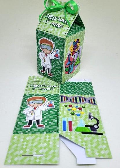 Kit 14 Caixas Milk Menino Cientista com Aplique 3d