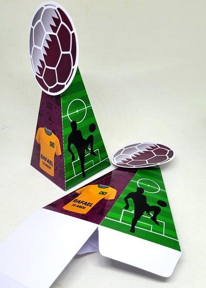 Kit 14 Caixas Pirâmide Copa 2022 com Aplique 3d