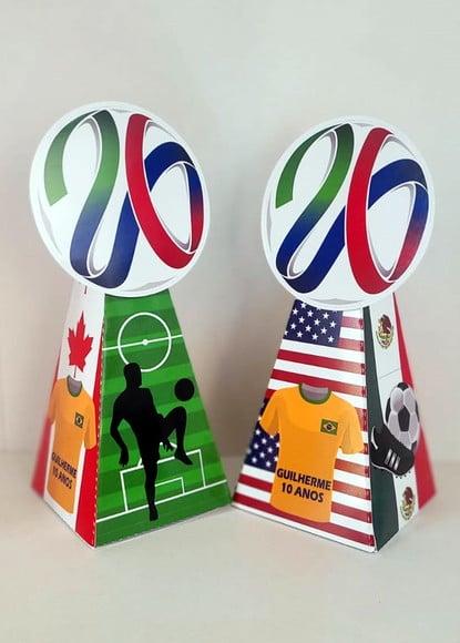 Kit 14 Caixas Pirâmide Copa 2026 com Aplique 3d