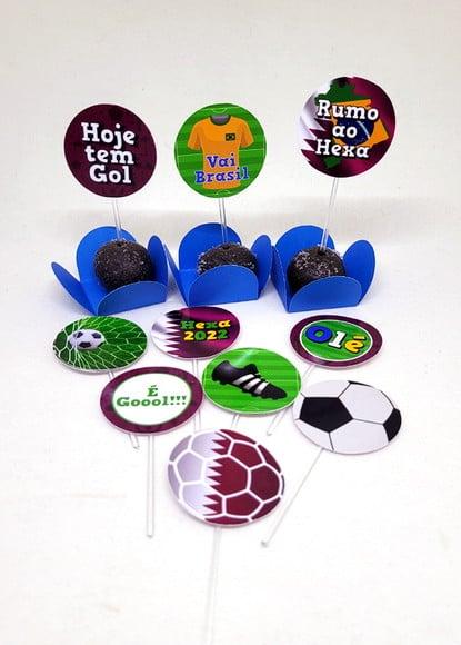 Kit 40 Toper para Docinhos Copa Futebol 22