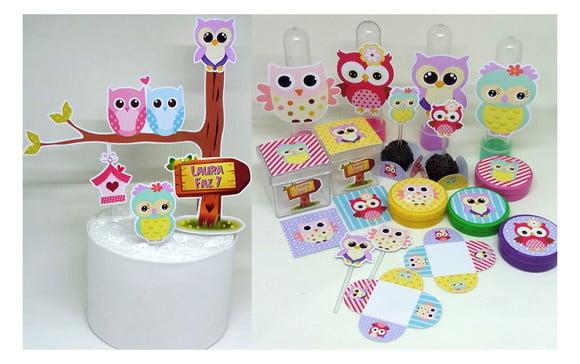 Kit Festa com 116 Itens Corujas