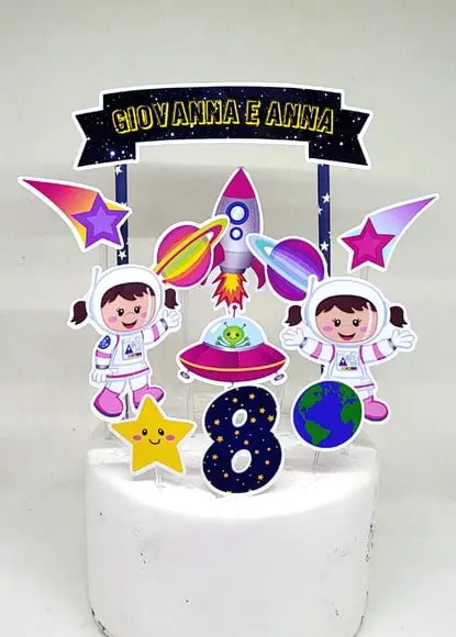 Topo de Bolo Astronauta Menina