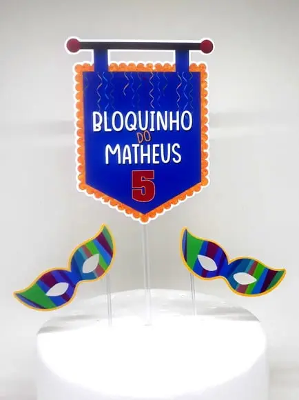 Topo de Bolo Bloquinho de Carnaval