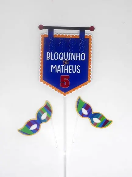 Topo de Bolo Bloquinho de Carnaval