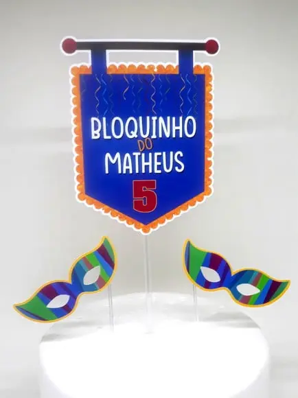 Topo de Bolo Bloquinho de Carnaval