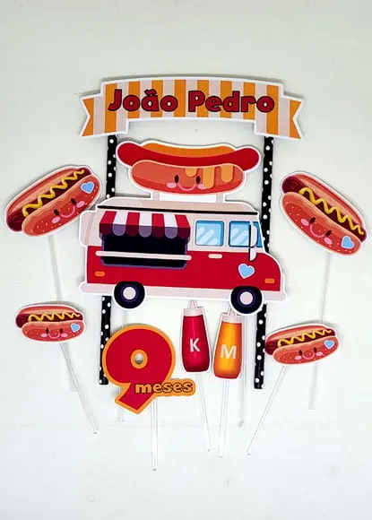 Topo de Bolo Cachorro Quente