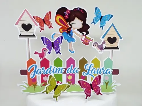 Topo de Bolo Jardim Encantado