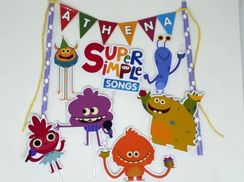 Topo de Bolo Monstrinhos Super Simple Songs Modelo 3