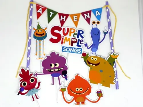 Topo de Bolo Monstrinhos Super Simple Songs Modelo 3