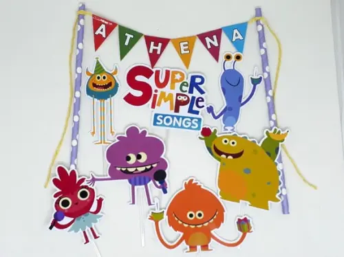 Topo de Bolo Monstrinhos Super Simple Songs Modelo 3