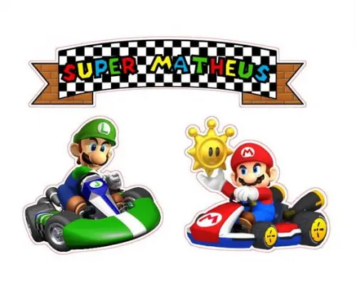 Topo de Bolo Mario e Luiggi Kart
