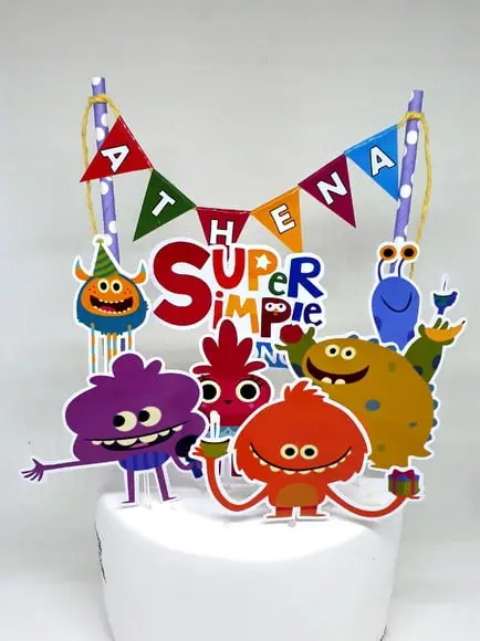 Topo de Bolo Monstrinhos Super Simple Songs Modelo 3
