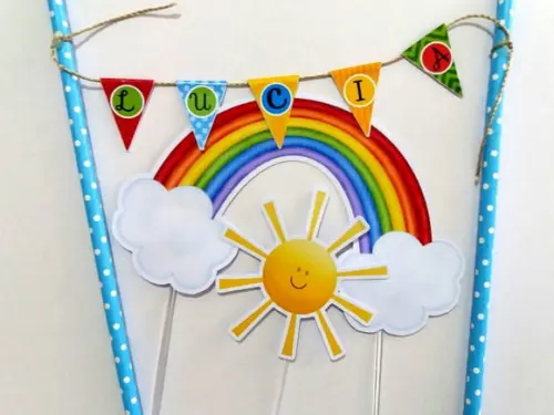 Topo de Bolo Nuvem e Arco Íris