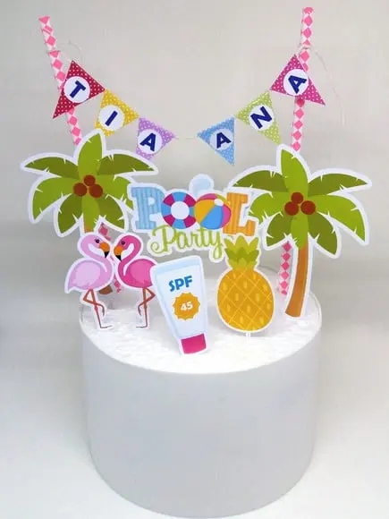 Topo de Bolo Pool Party Modelo 2