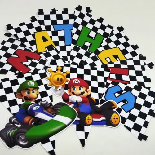 Bandeirinha Mario e Luiggi Kart
