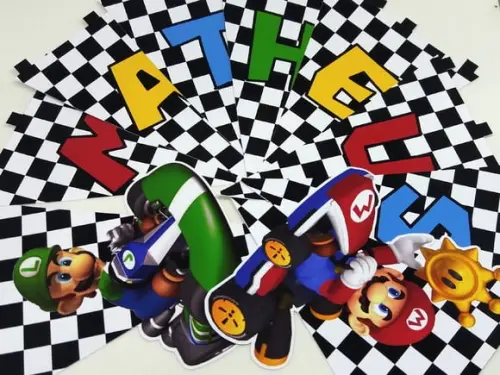 Bandeirinha Mario e Luiggi Kart