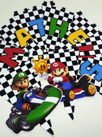 Bandeirinha Mario e Luiggi Kart