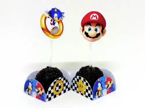 Kit Forminha + Toper Docinho Mario Kart e Sonic Kart
