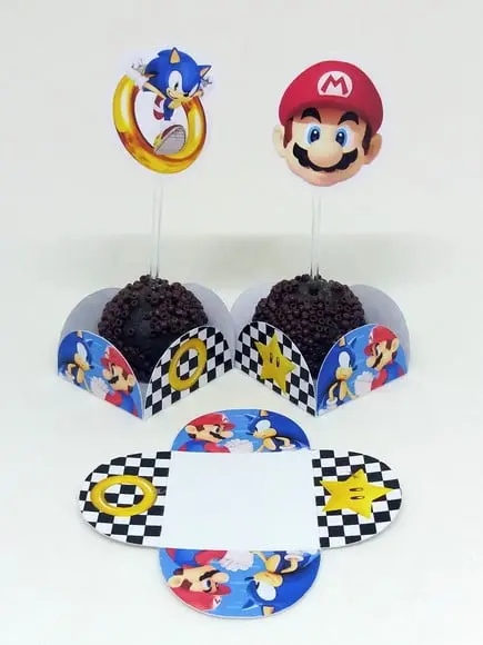 Kit Forminha + Toper Docinho Mario Kart e Sonic Kart