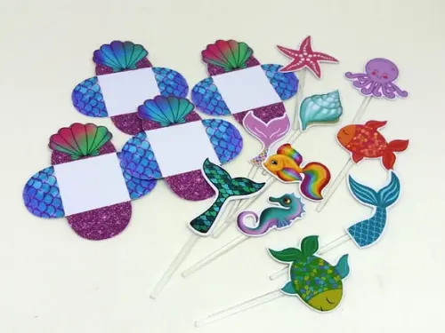 Kit Forminhas e Toper Docinhos com 60 Itens Fundo do Mar