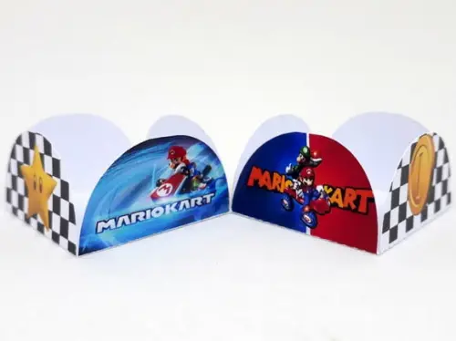 Kit Forminhas e Toper Docinhos com 60 itens Mario Kart