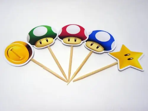 Kit Forminhas e Toper Docinhos com 60 itens Super Mario Bros