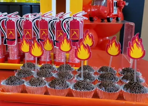 Kit Toper para Docinhos Fogo Bombeiro
