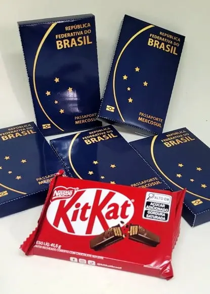 Kit Nº5 100 Caixas para Kit Kat Passaporte Brasil Viagem